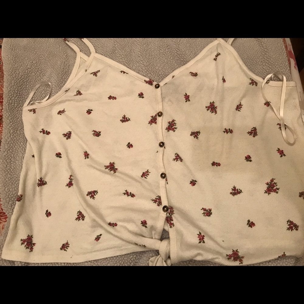 White spaghetti tie knot top